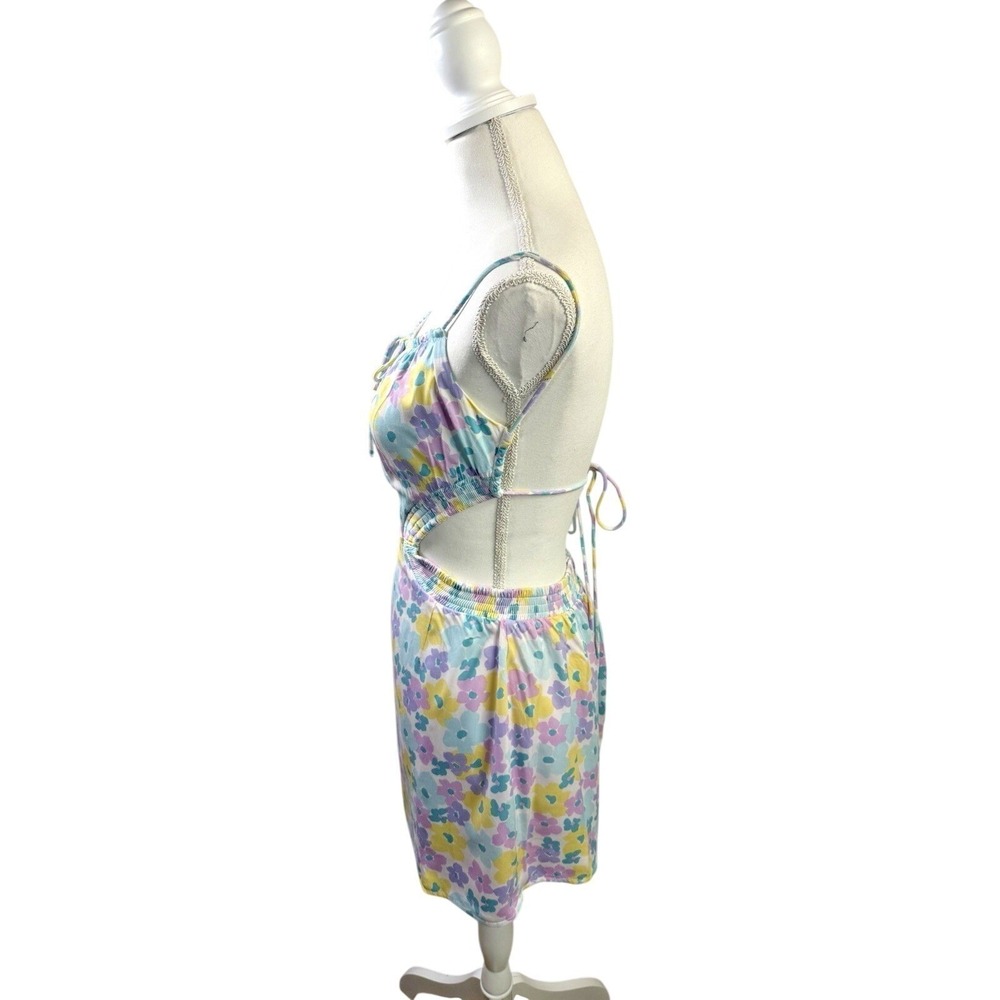 SABO Women's Pastel Floral Backless Cut-Out Mini Dress Size Medium - Picture 4 of 11